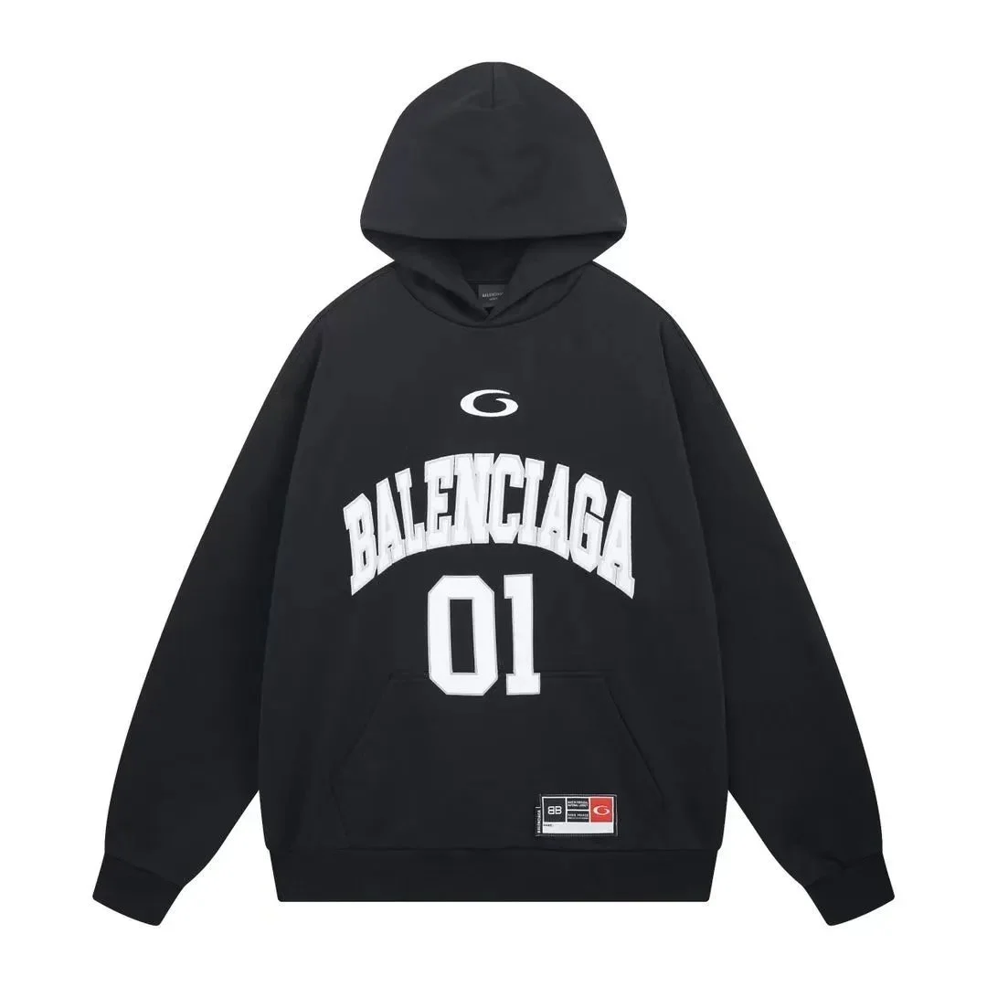 Balenciaga College Hoodie Black White