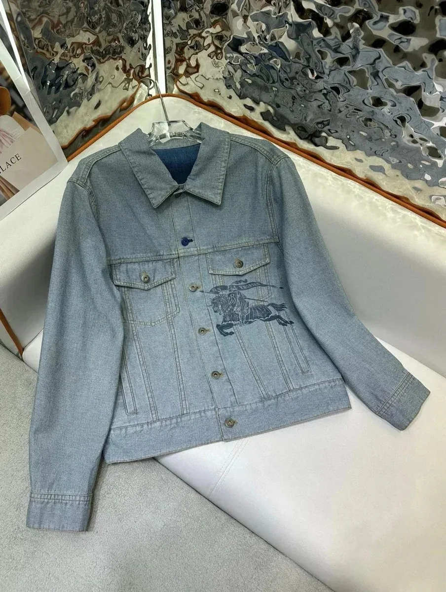 Burberry TB Monogram Denim Jacket Light Blue