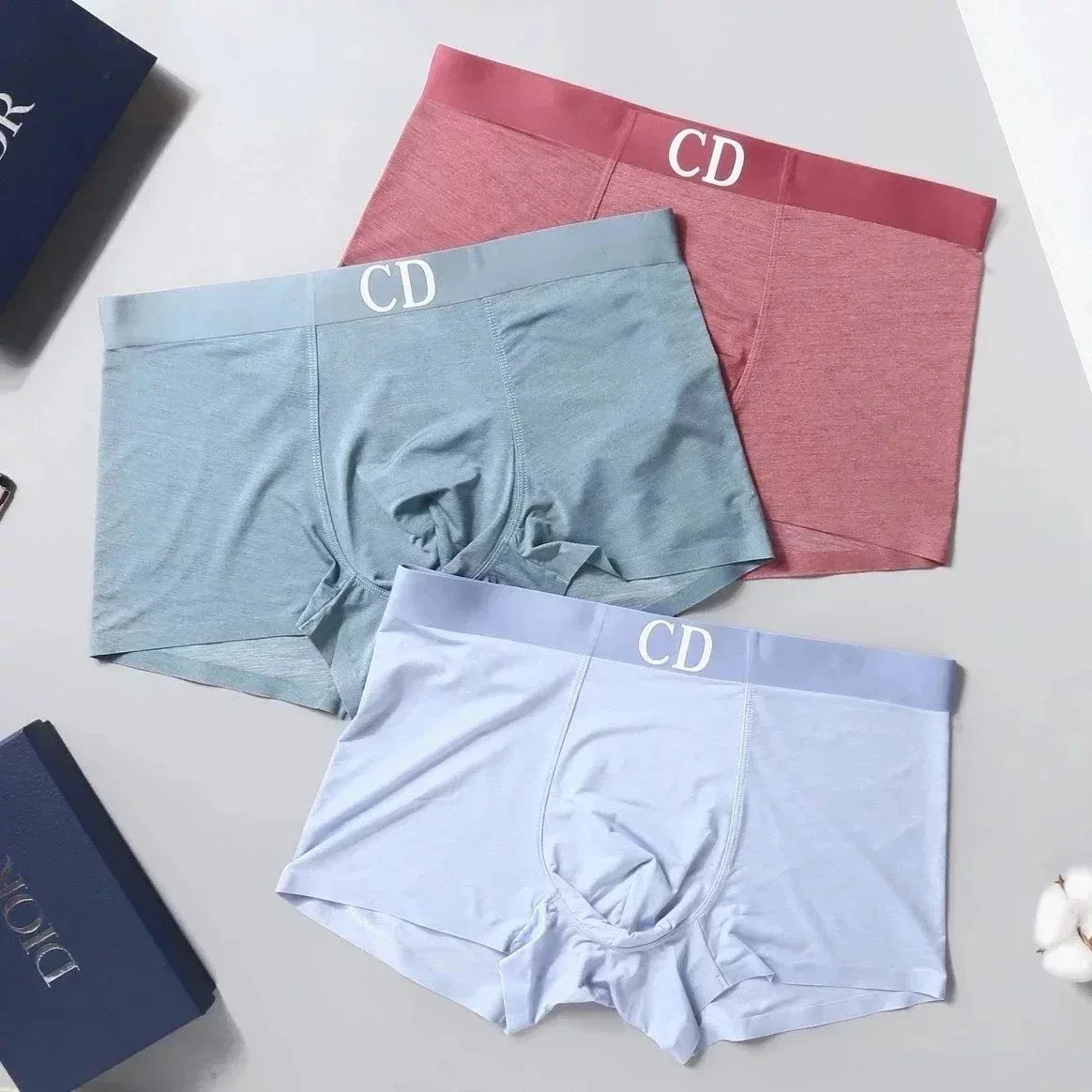 Dior CD Boxer Briefs Set - Blue, Grey, Red