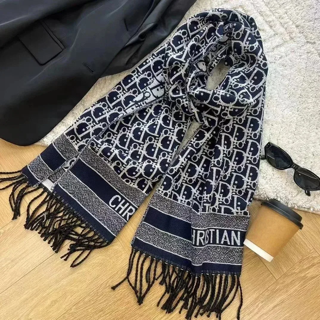 Dior Classic Logo D字母黑色 Scarf