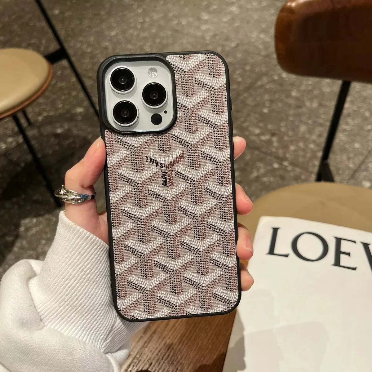 Goyard YARD iPhone Case Beige Pattern Phone Accessory