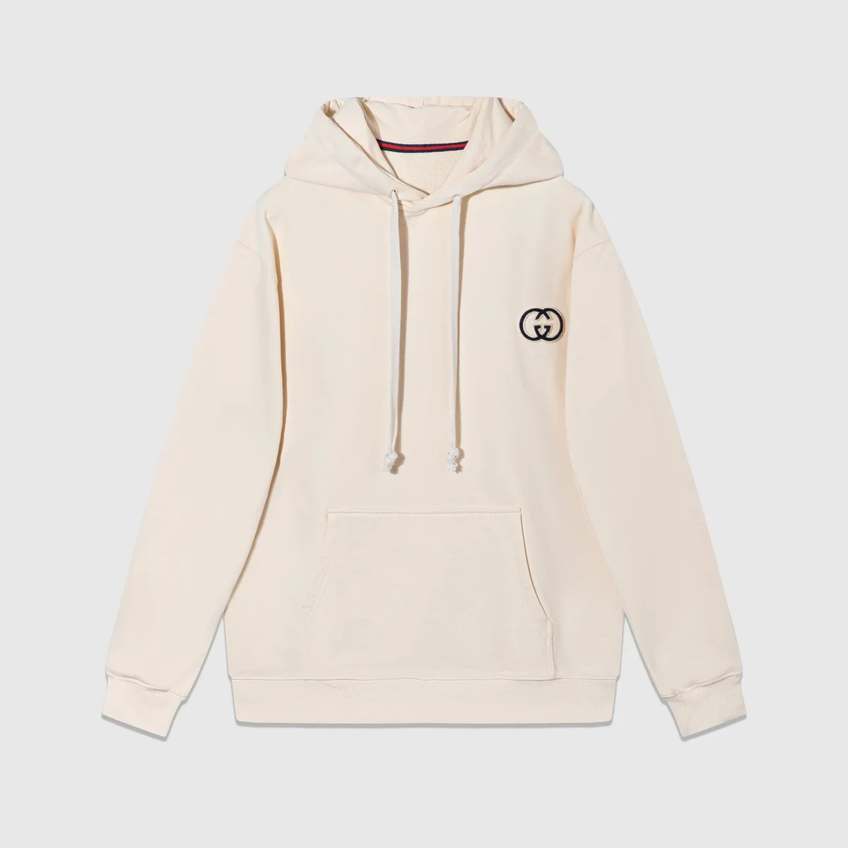 Gucci GG Logo Hoodie Cream Cotton Sweatshirt