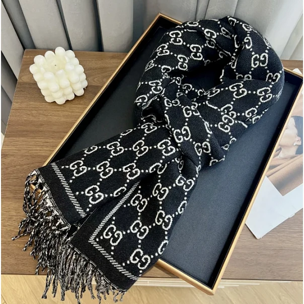 Gucci GG Monogram Black & White Scarf
