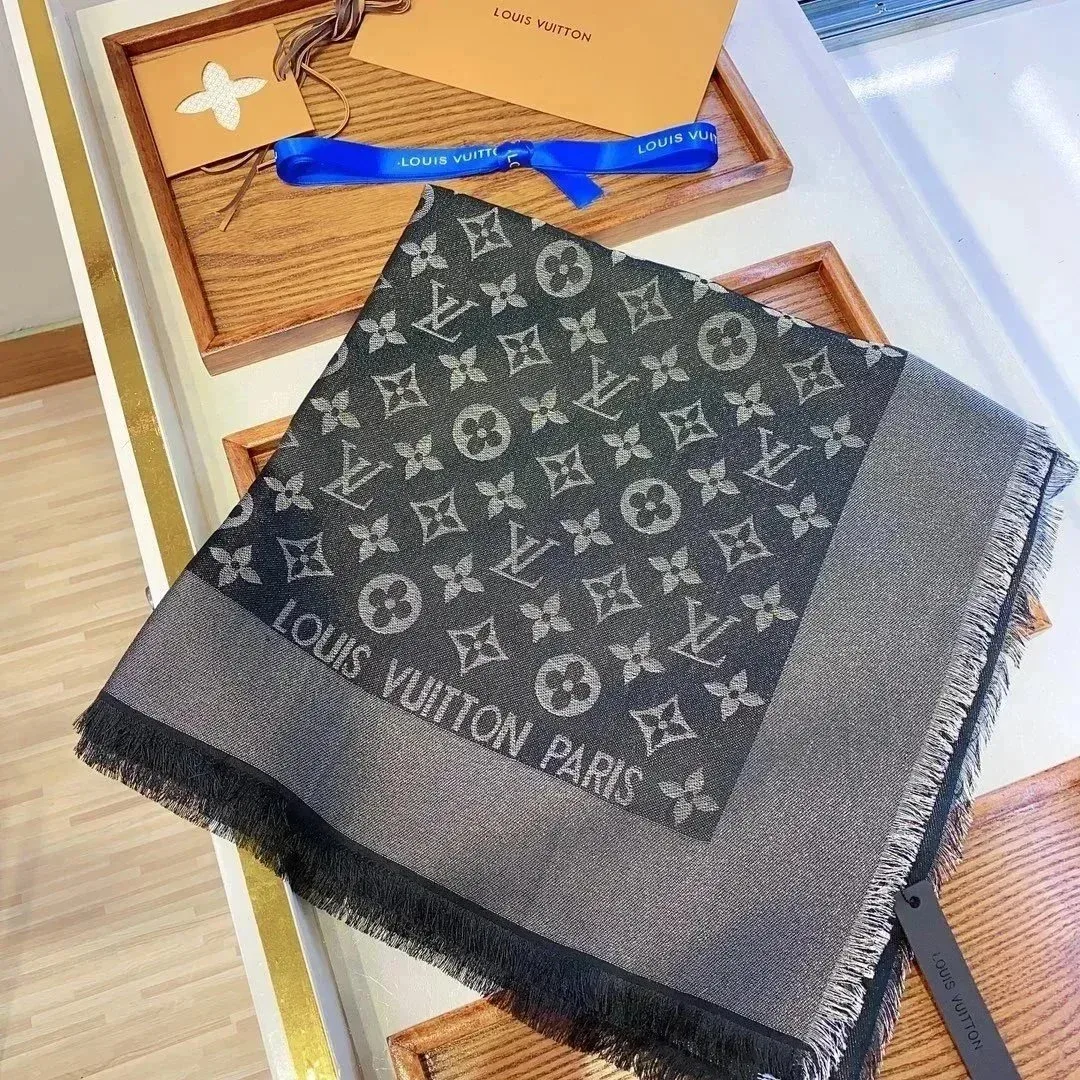 Louis Vuitton Monogram Scarf Black & Silver