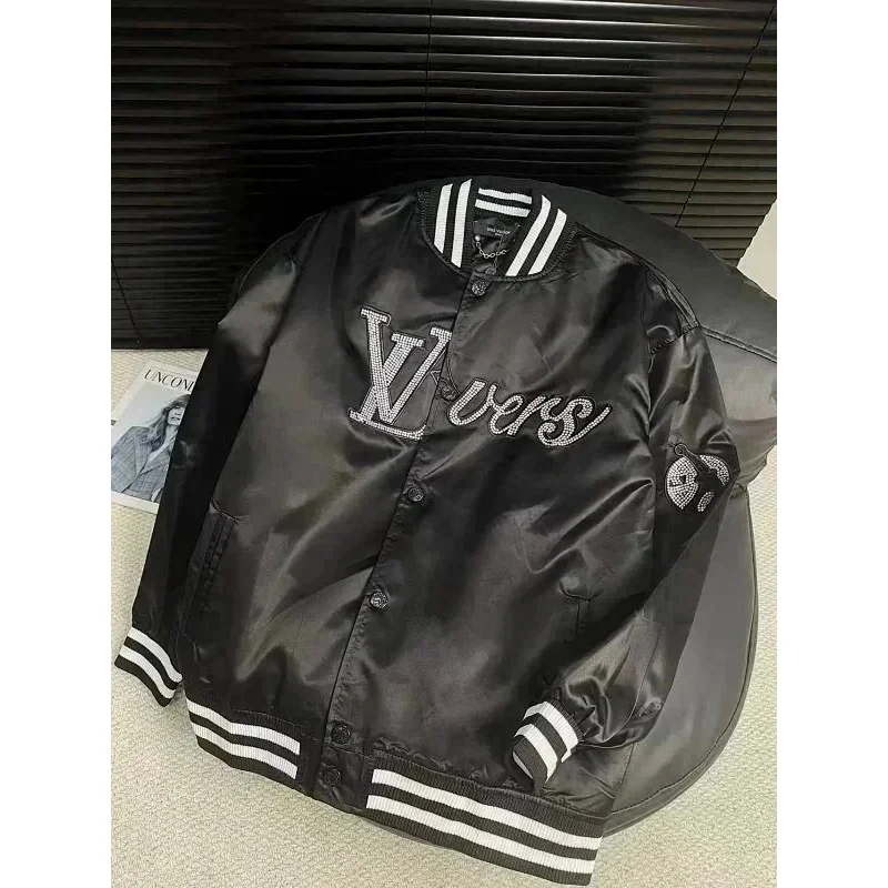 Louis Vuitton VLTN Embellished Satin Jacket Black