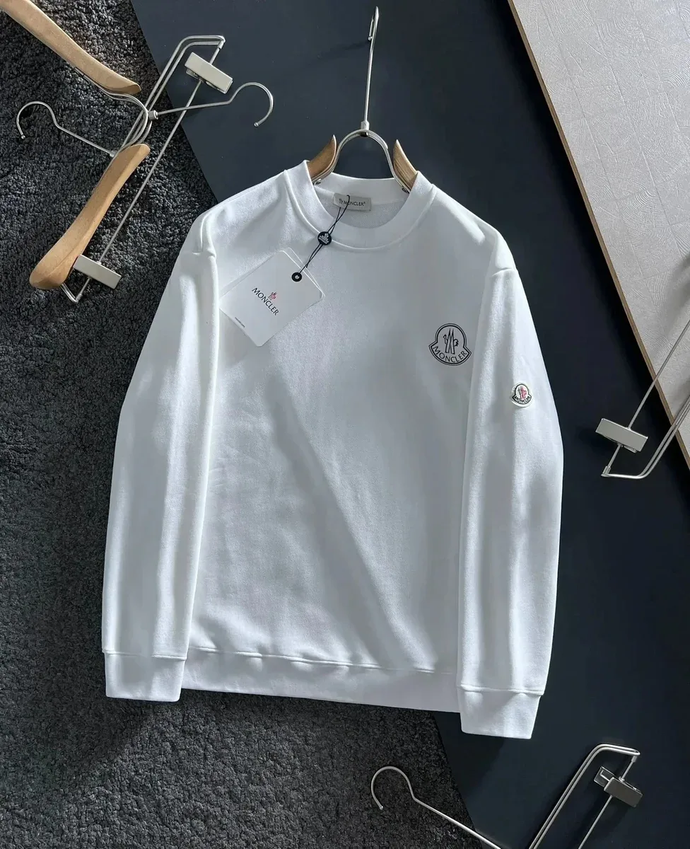 Moncler White Logo Crewneck Sweatshirt