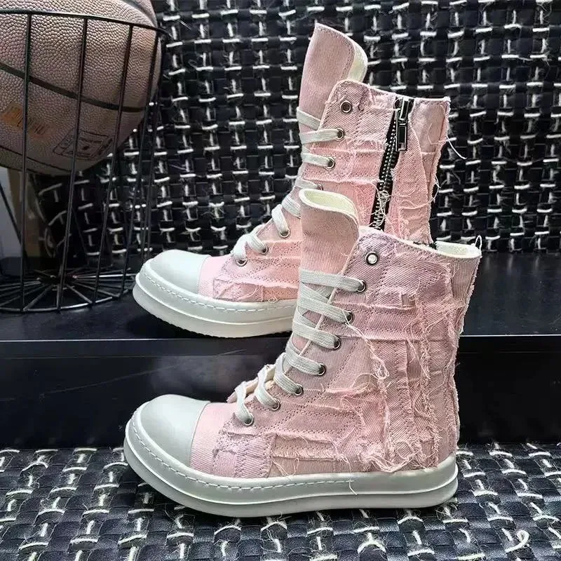Rick Owens Geobasket Pink High-Top Boots