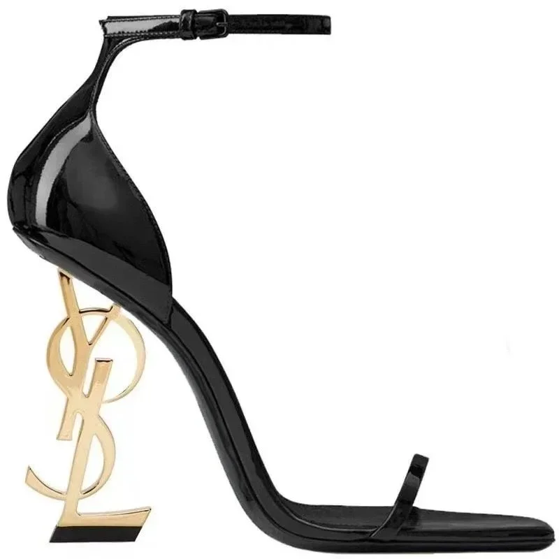 Saint Laurent YSL Kate Black Patent Heels