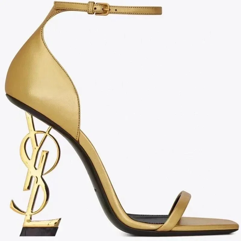 Saint Laurent YSL Kate Gold Heels