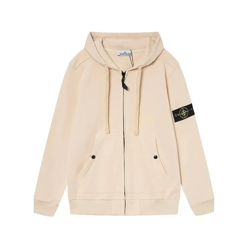 Stone Island 68-15 Beige Zip-Up Hoodie
