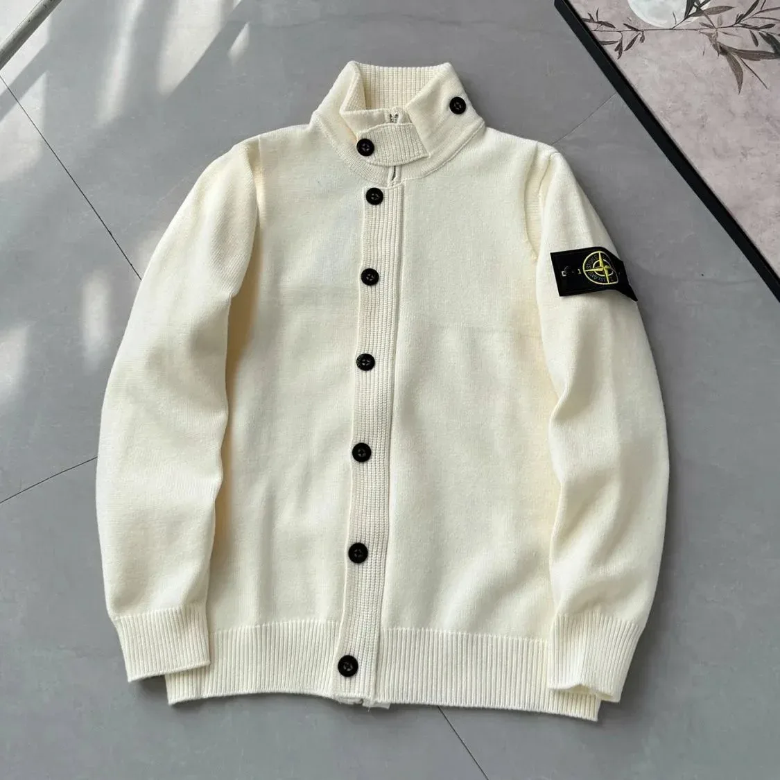 Stone Island 68-15 Cream Cardigan